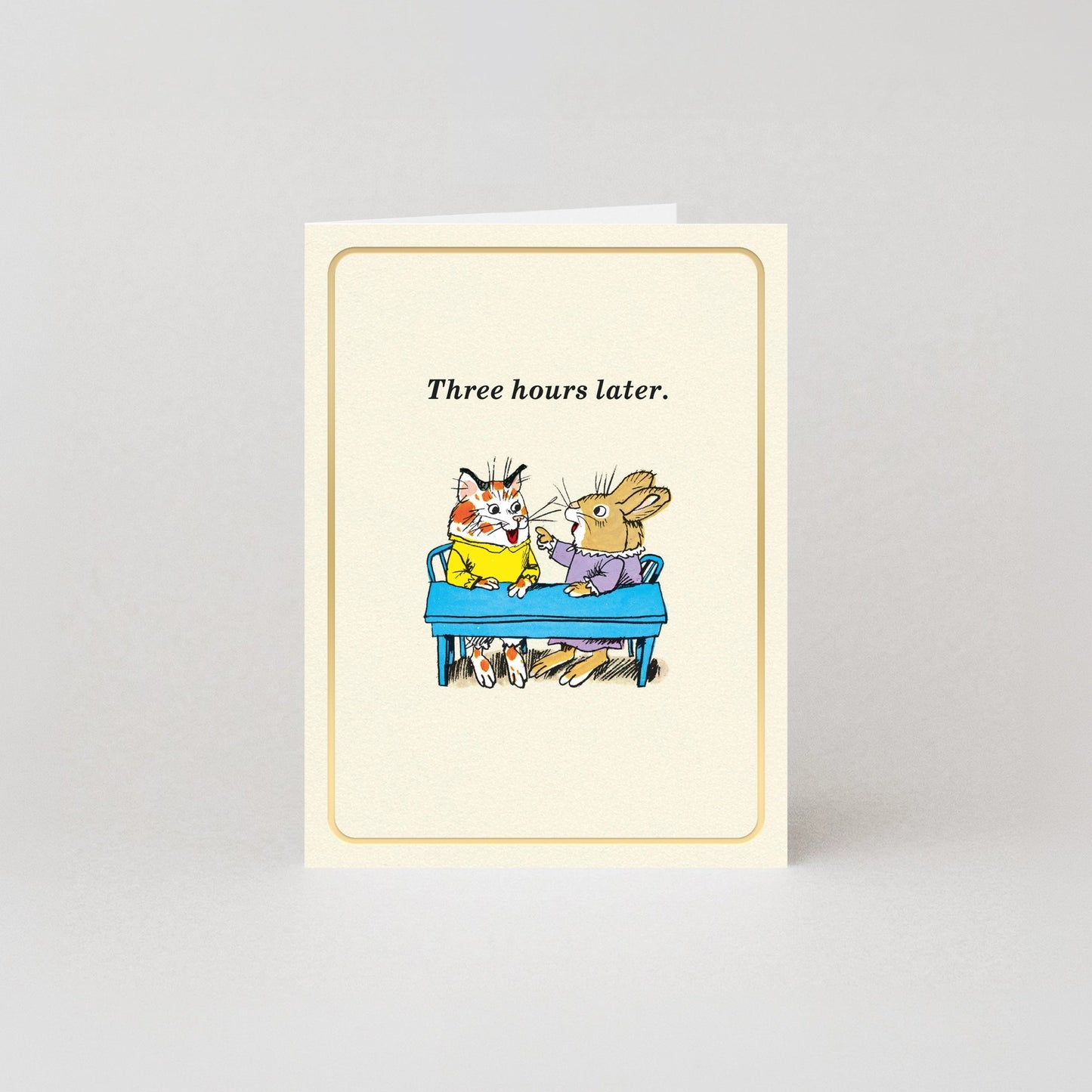 Richard Scarry Three Hours Later Gold Foil Mini Greeting Card