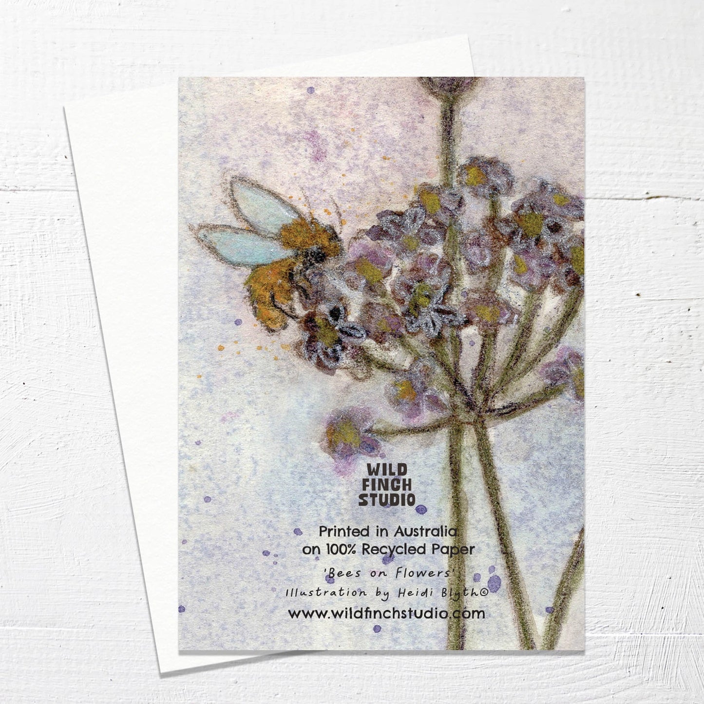 Wild Finch Studio Bees On Flowers Greeting Card