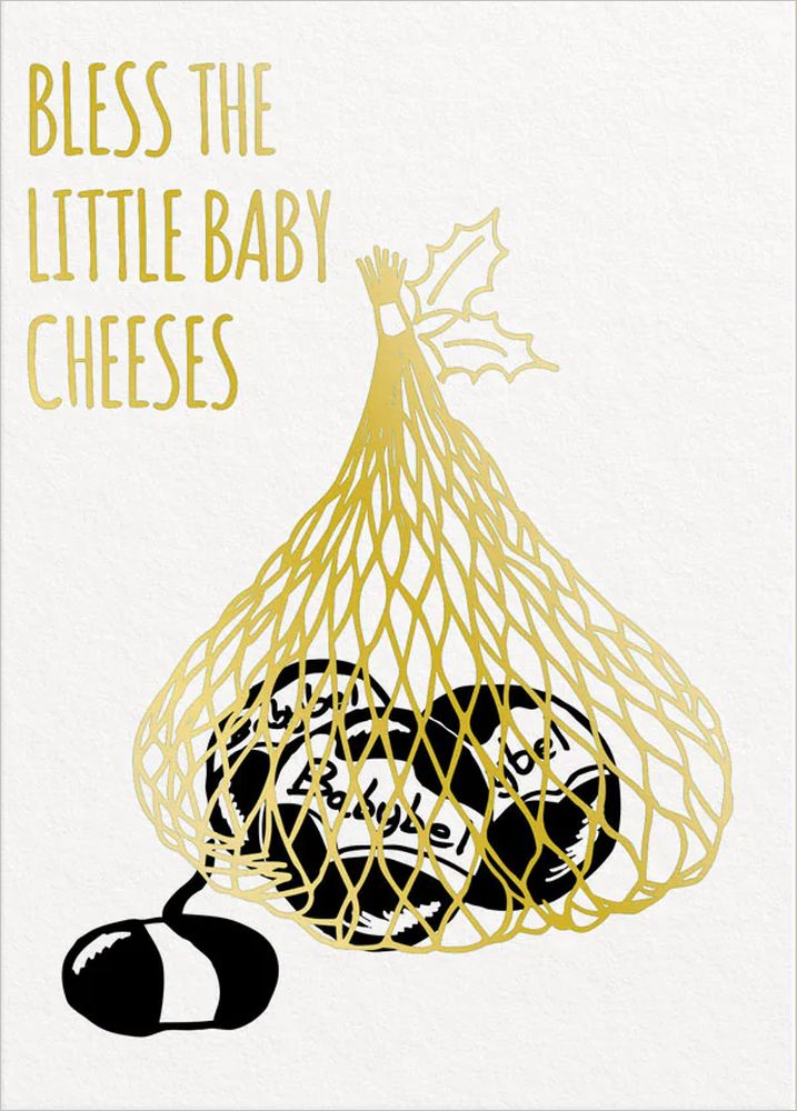 Bless The Little Baby Cheeses Christmas Greeting Card