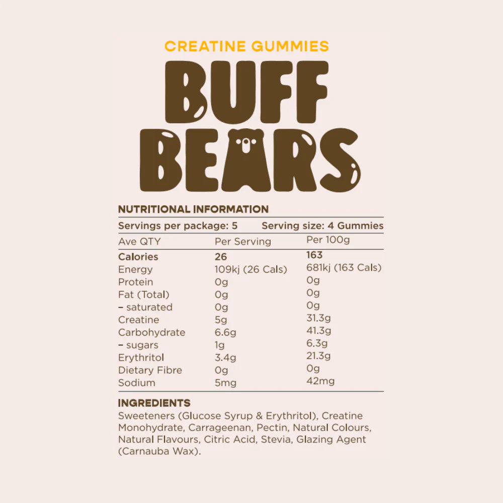 Buff Bears Creatine Gummies - Passionfruit 80gm