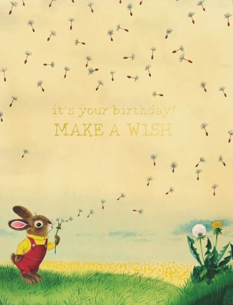 Richard Scarry Bunny & Dandelion Birthday Greeting Card