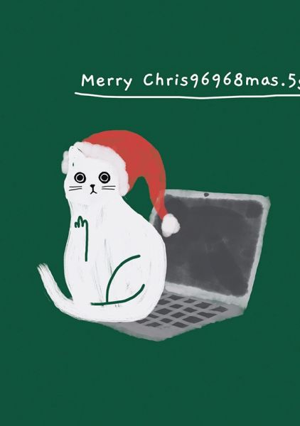 Ken The Cat Merry Christmas Laptop Christmas Greeting Card