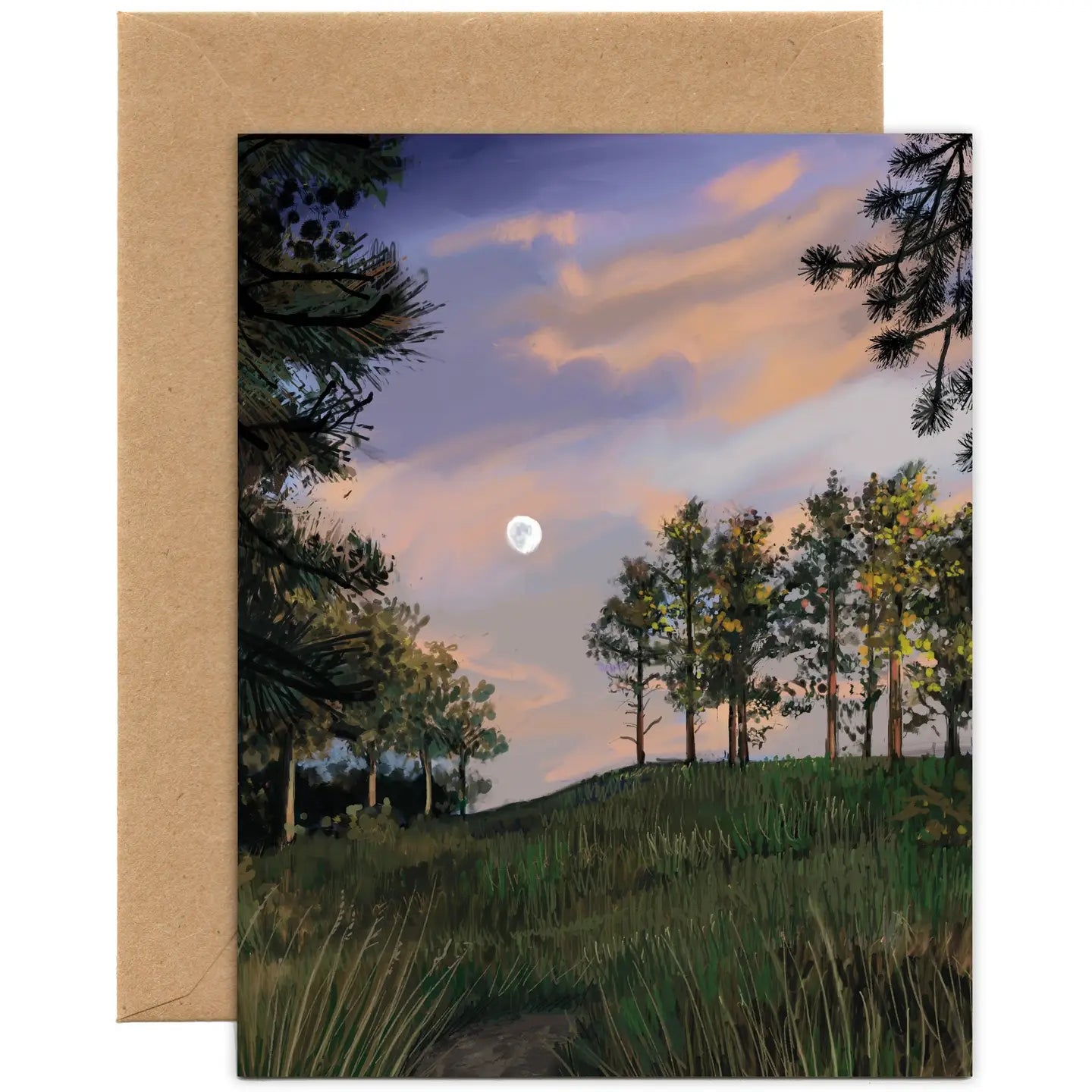 Tiny & Snail Moon Through The Pines Greeting Card