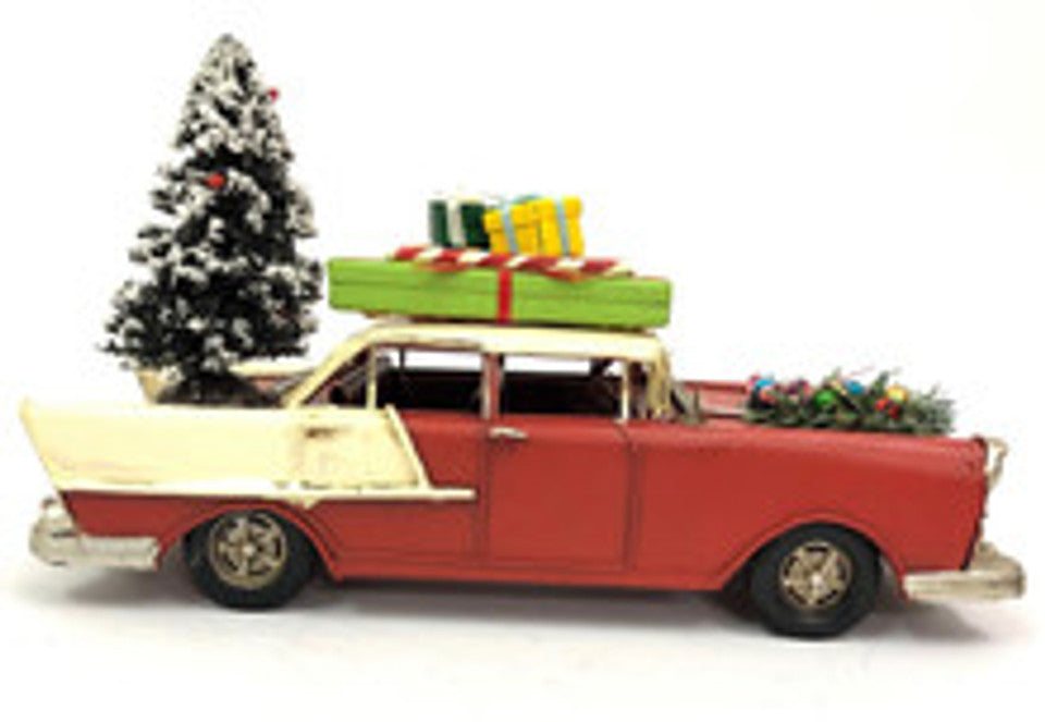 Australian Christmas Metal Wagon, Red Ute and Caravan Ornaments