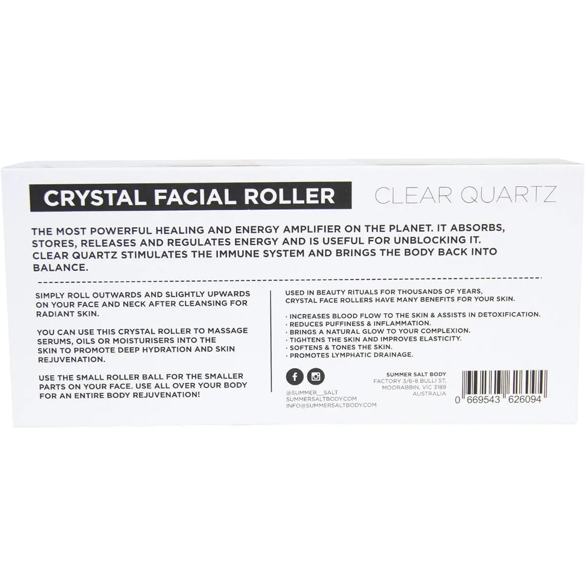 Crystal Facial Roller Clear Quartz
