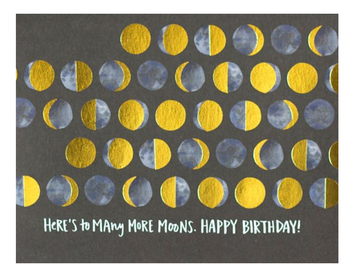 Many Moons Foil Birthday Card