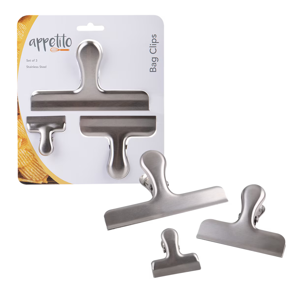 Appetito Stainless Steel Set of 3 Clips