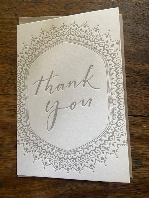 The Little Press Letterpress Grey Thank You Greeting Card