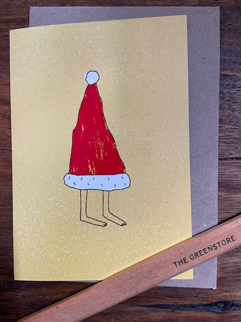 Surfing Sloth Giant Santa Hat Christmas Greeting Card