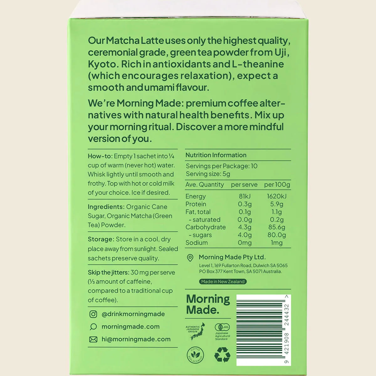 Morning Made. Matcha Latte Sachets 10pk