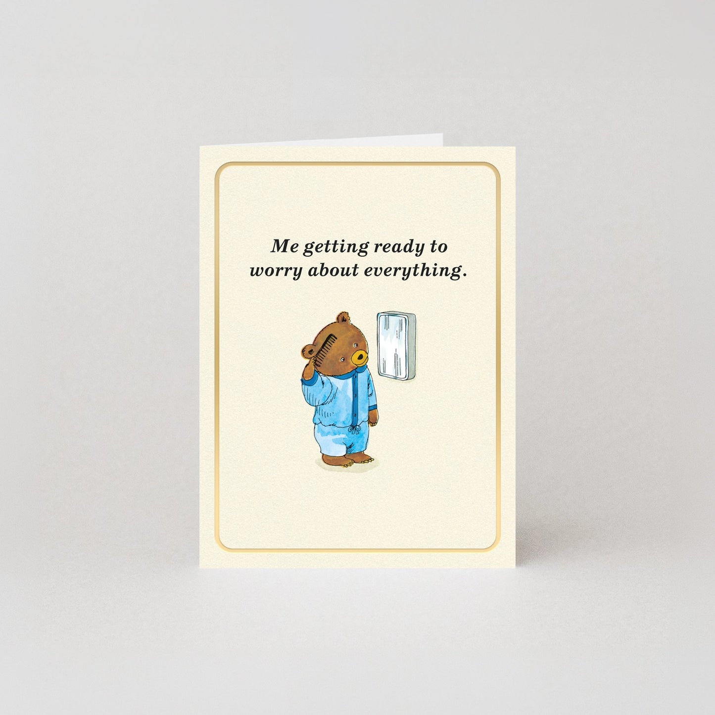 Richard Scarry Worry Gold Foil Mini Greeting Card