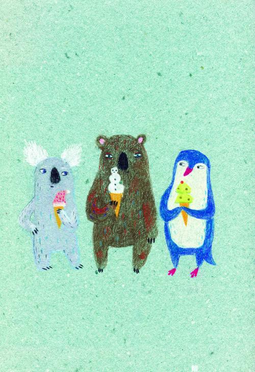 Surfing Sloth Ice Cream Card