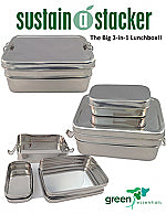 Green Essentials Stainless Steel Sustain-A-Stacker Lunch Box 2200ml