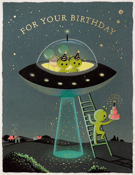 Aliens Birthday Greeting Card