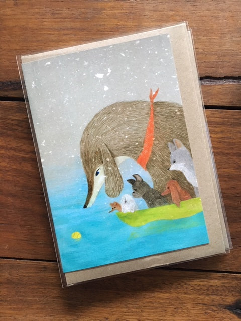 Surfing Sloth Dogs Card