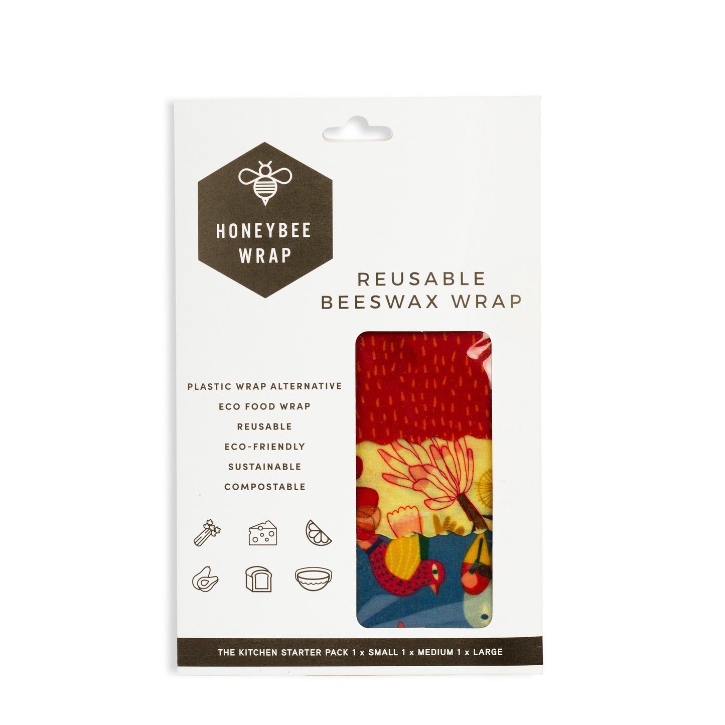 Honeybee Wraps Kitchen Starter 3 Pack Beeswax Wraps