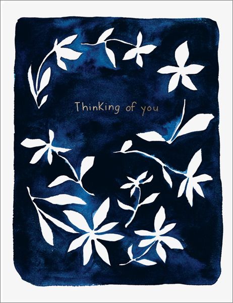 Thinking Of You Indigo Flowers Greeting Card