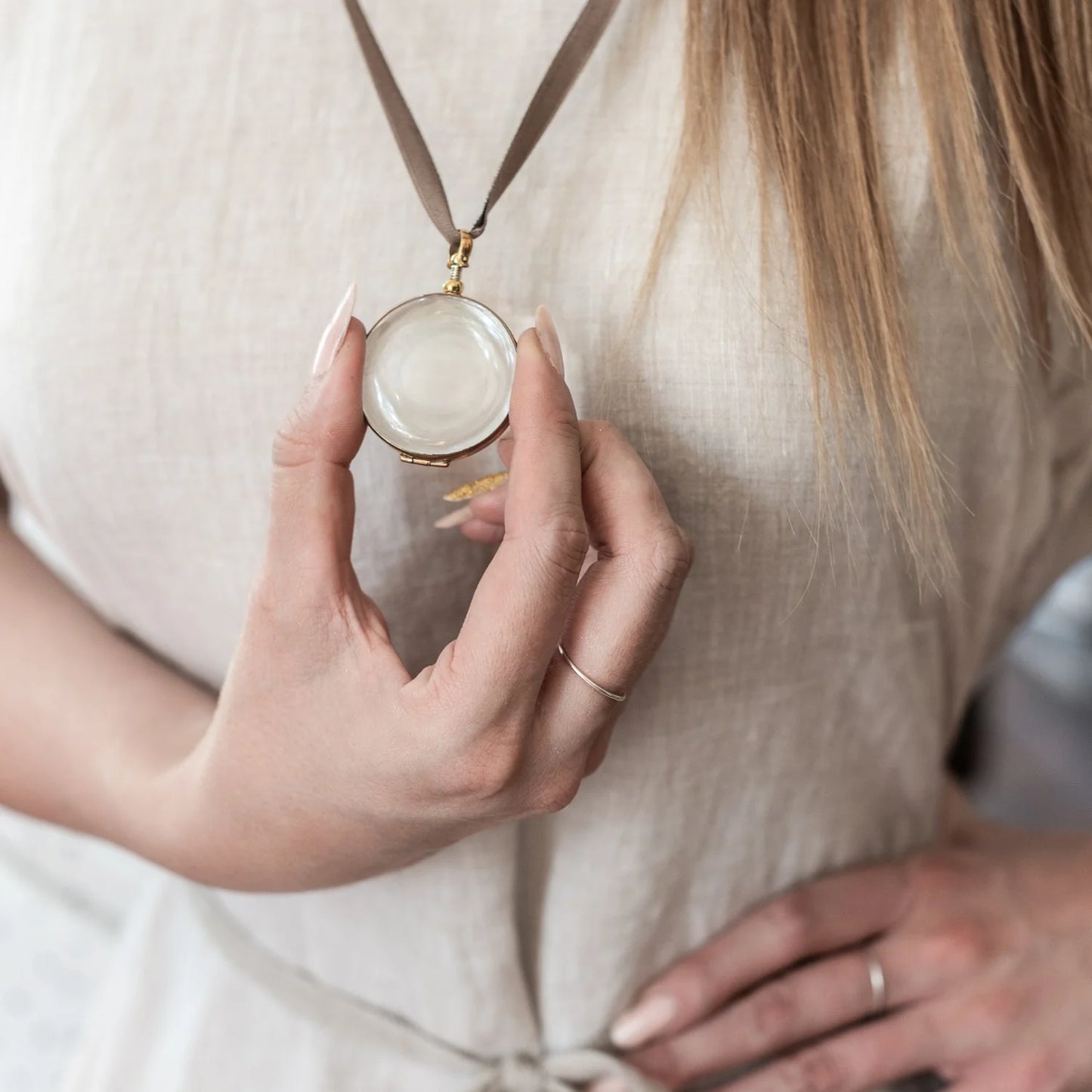 Round Rock Crystal Locket by Sonoma State Jewellery