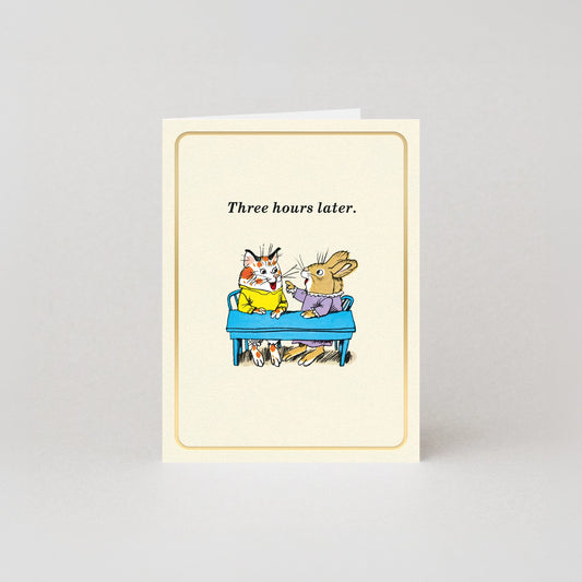 Richard Scarry Three Hours Later Gold Foil Mini Greeting Card