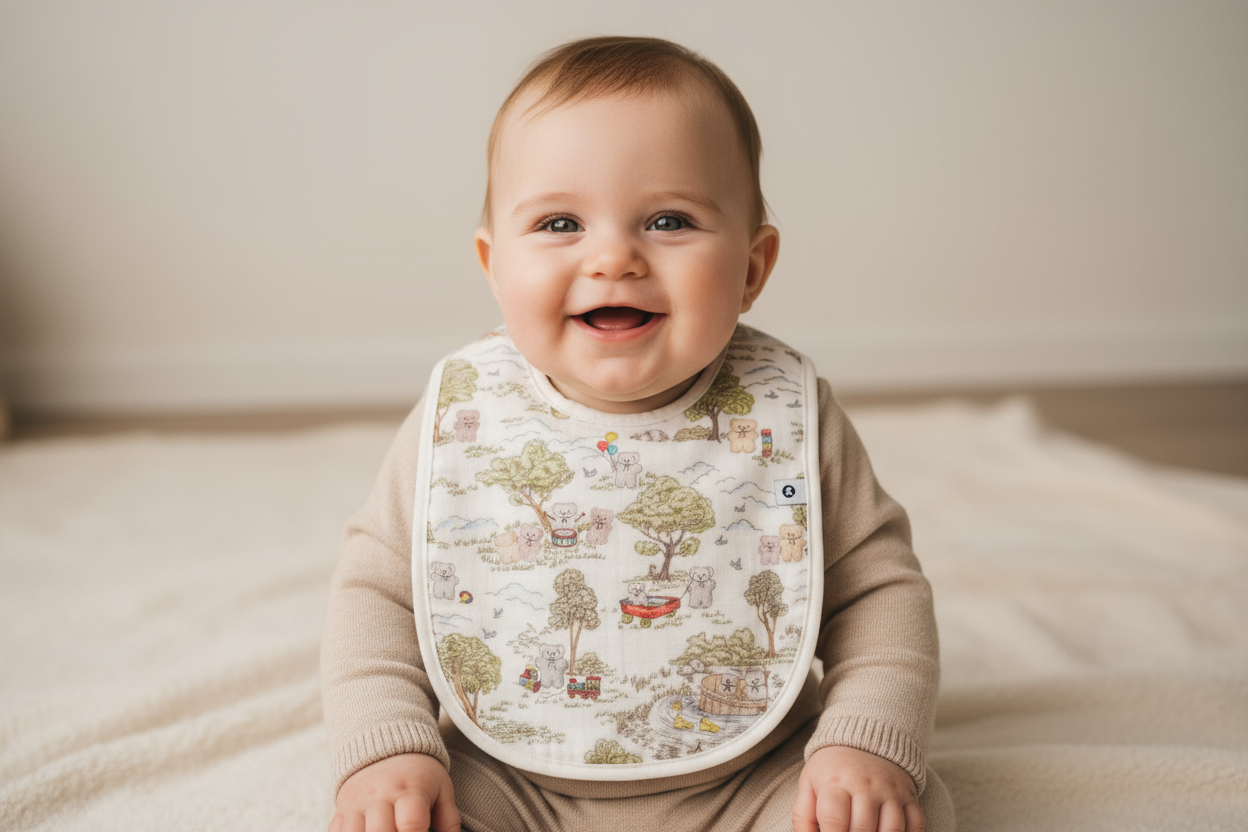 Flatout Bear Cotton Muslin Baby Bib