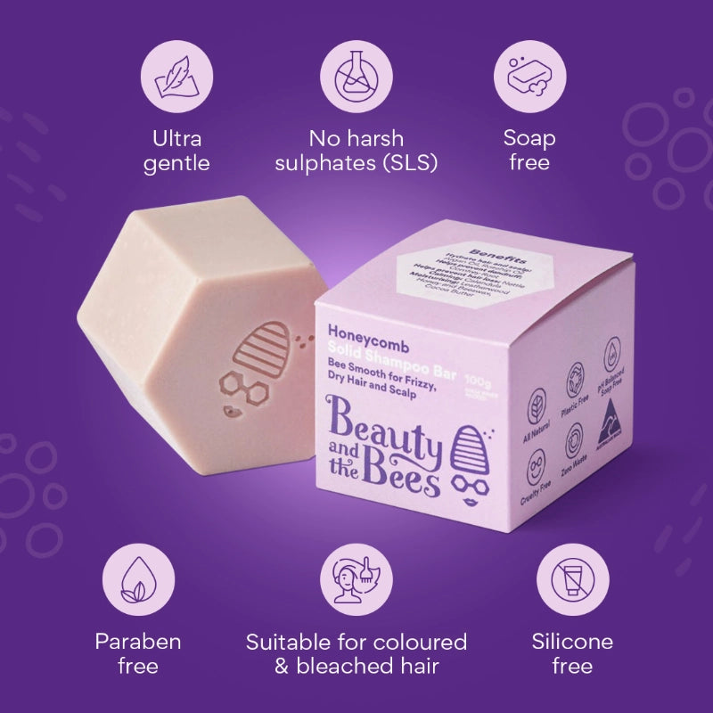 Beauty And The Bees Bee Smooth Shampoo Bar For Curly & Frizzy Hair and Dry Scalp