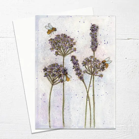Wild Finch Studio Bees On Flowers Greeting Card