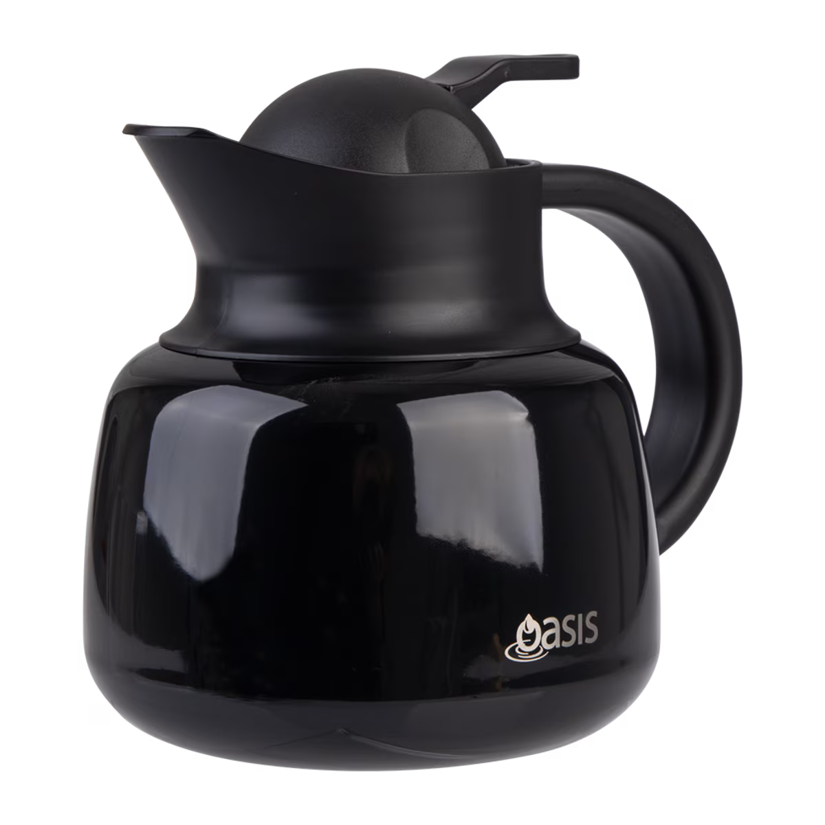 Oasis Stainless Steel Double Wall Insulated Black Teapot With Strainer - 750ml