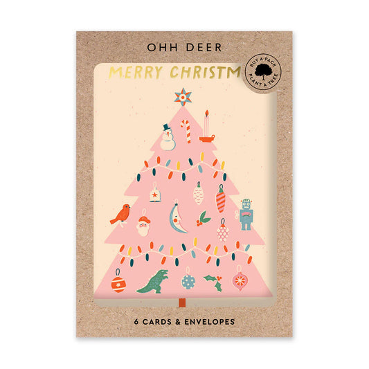 Cath Kidston Pink Christmas Tree Pack Of 6 Greeting Cards