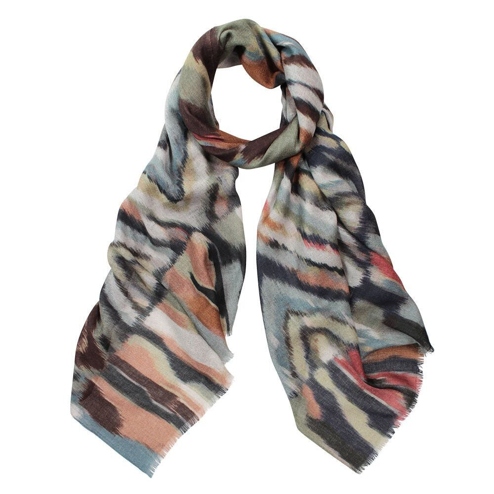 D)LUX Chevron Olive Wool Modal Twill Scarf