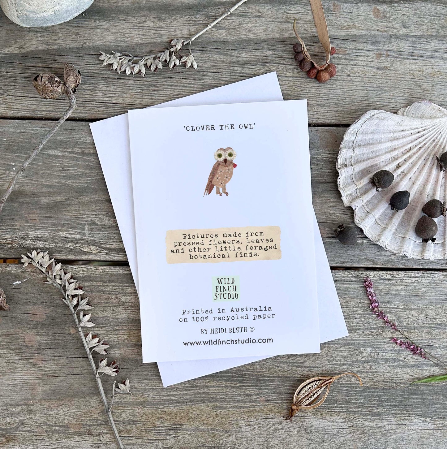 Wild Finch Studio Clover The Owl Botanical Greeting Card