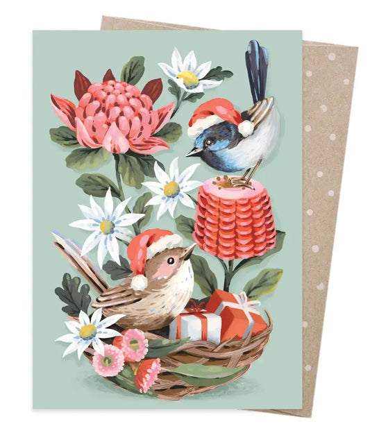 Earth Greetings Jayne Branchflower Festive Wrens Greeting Card