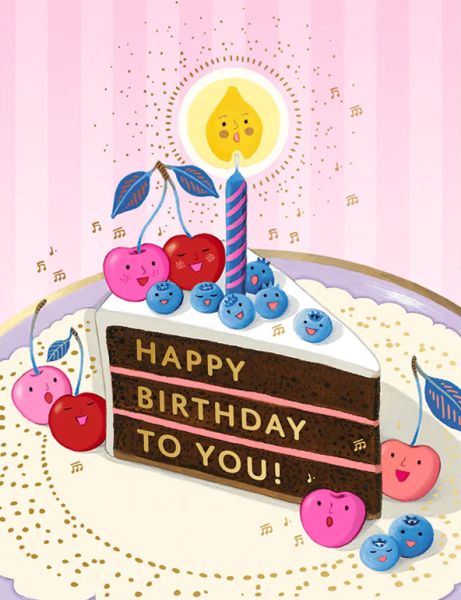 Happy Berry Serenade Birthday Foil Greeting Card