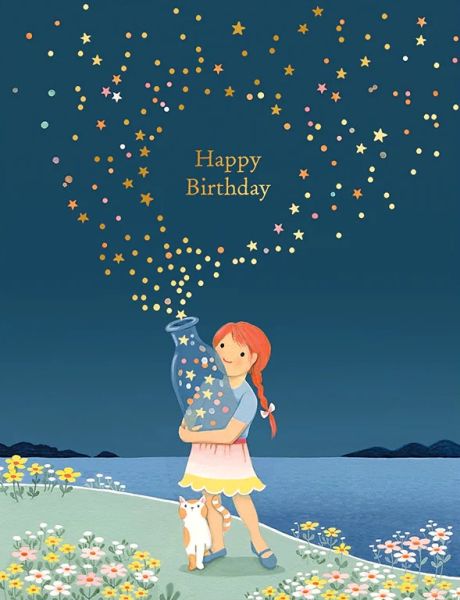 Star Bottle Happy Birthday Greeting Card
