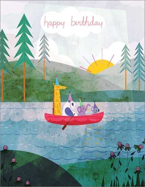 Four In A Canoe Birthday Greeting Card