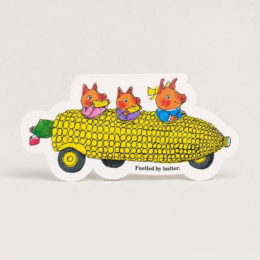 Richard Scarry Fuelled By Butter Corn Car Greeting Card