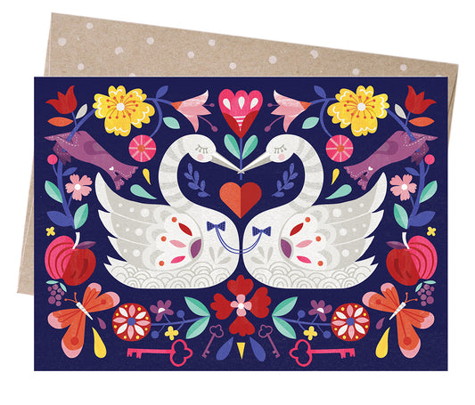 Earth Greetings Andrea Smith Swans Embrace Greeting Card