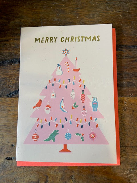 Cath Kidston Pink Christmas Tree Greeting Card
