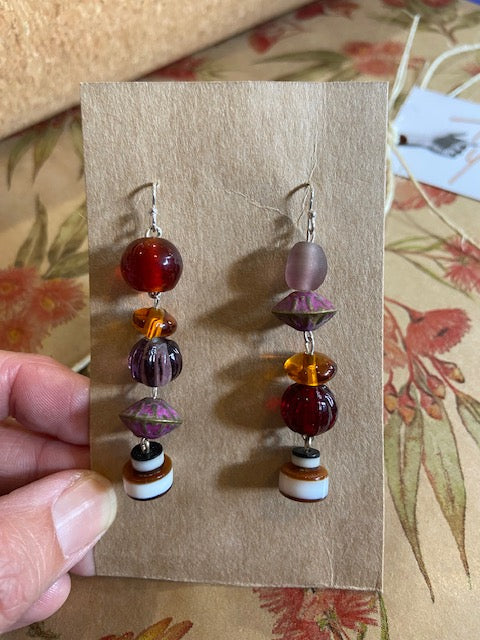 kaw - Vintage Glass and Agate Drop Earrings