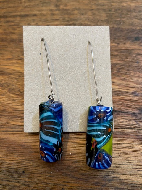 kaw - Vintage Handmade Glass Bead Long Drop Earrings