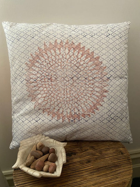 Tassel & Twine Block Print 50x50cm Cotton Cushion