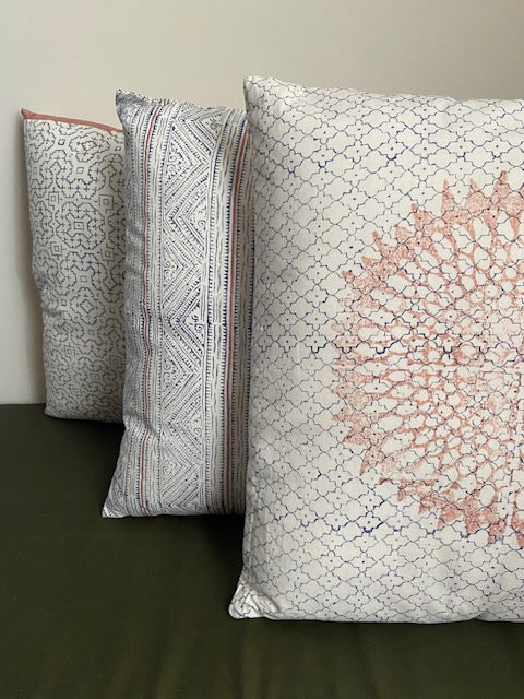 Tassel & Twine Block Print 50x50cm Cotton Cushion