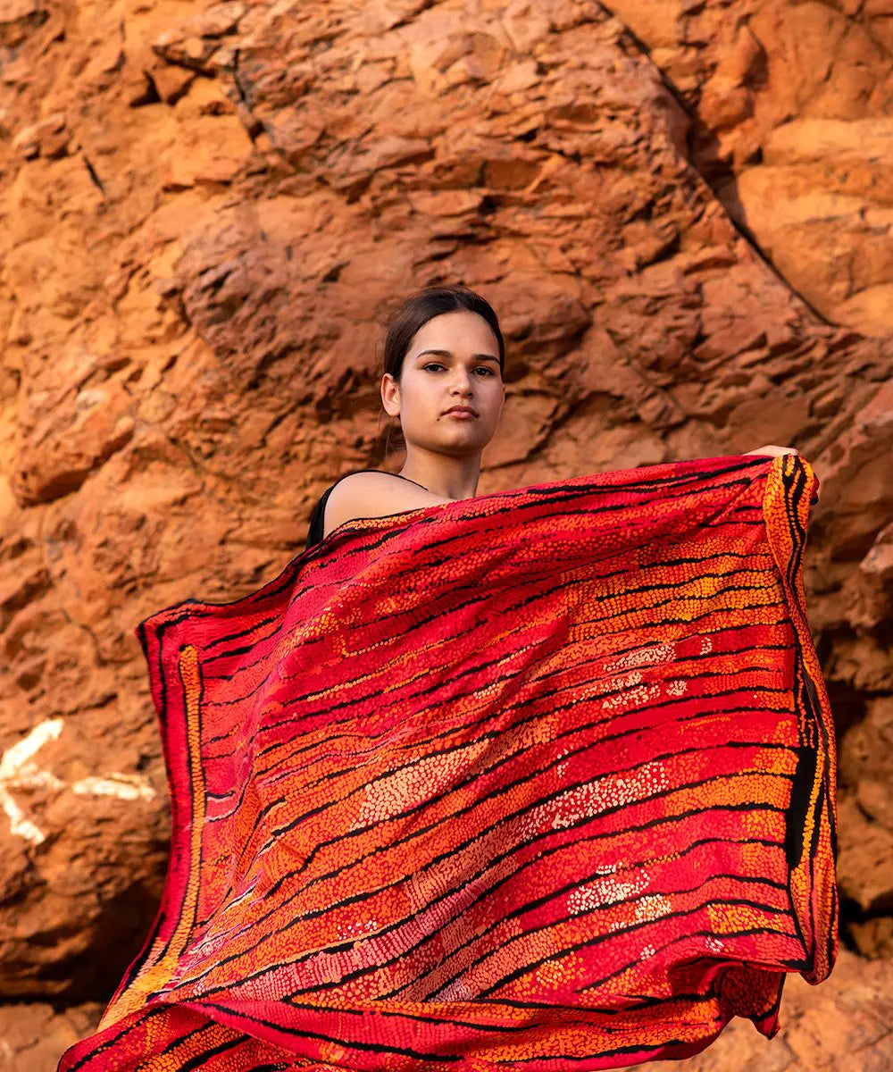 One Of Twelve Untitled Silk Scarf - Naata Nungurrayi