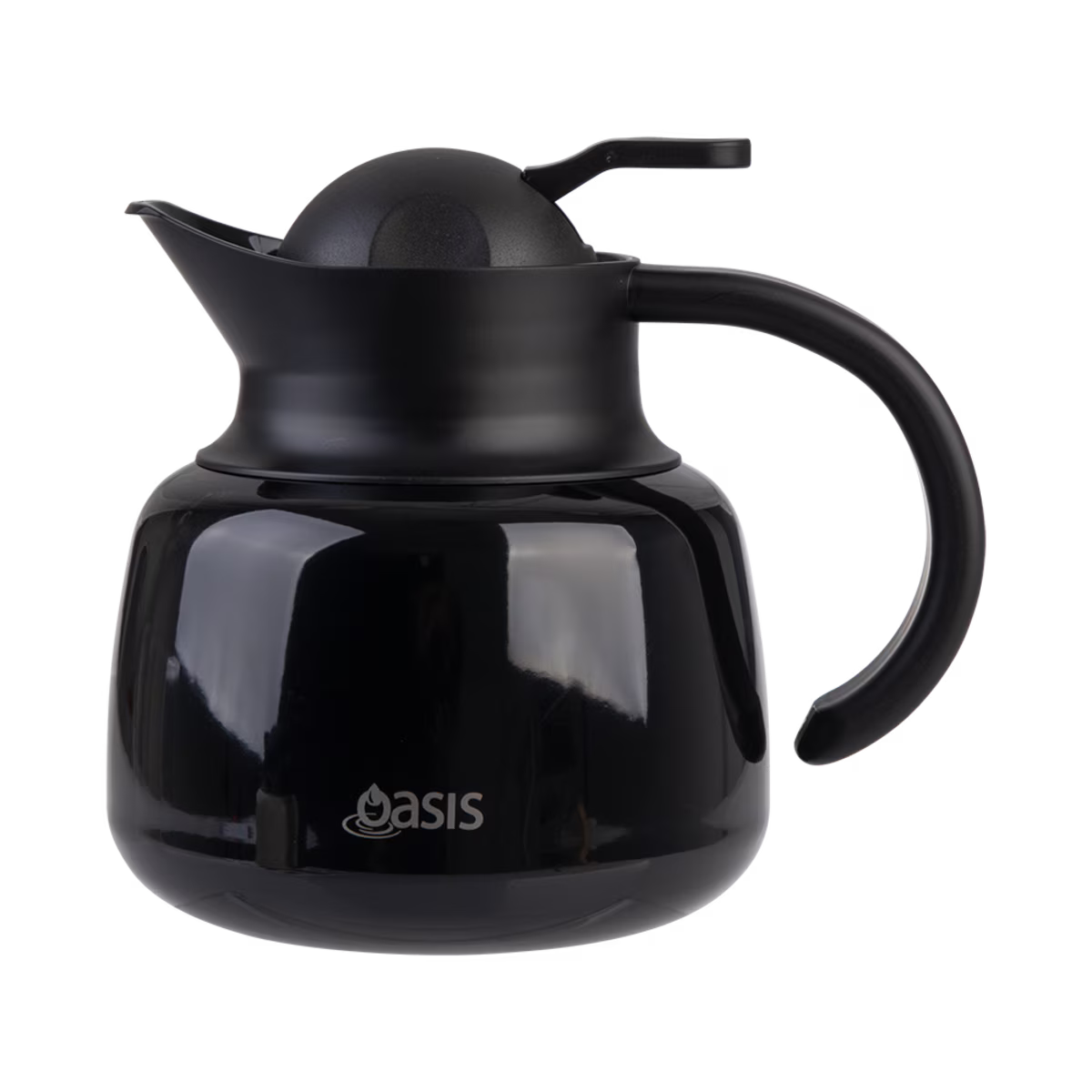 Oasis Stainless Steel Double Wall Insulated Black Teapot With Strainer - 750ml