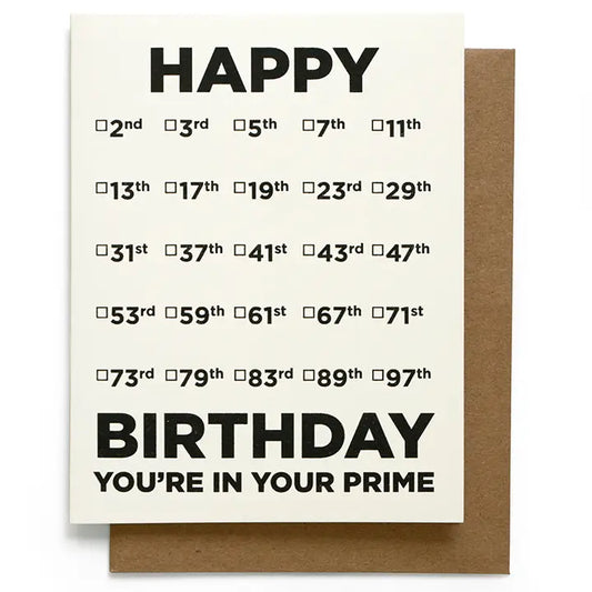 Smarty Pants Paper Company In Your Prime (Numbers) Birthday Greeting Card