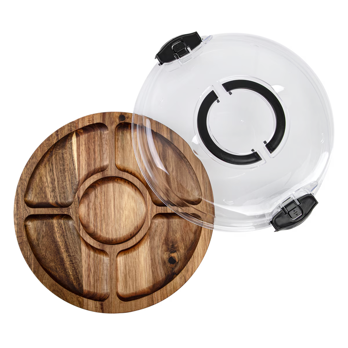 Acacia Wood Round Grazing Platter Serving Tray With Lid