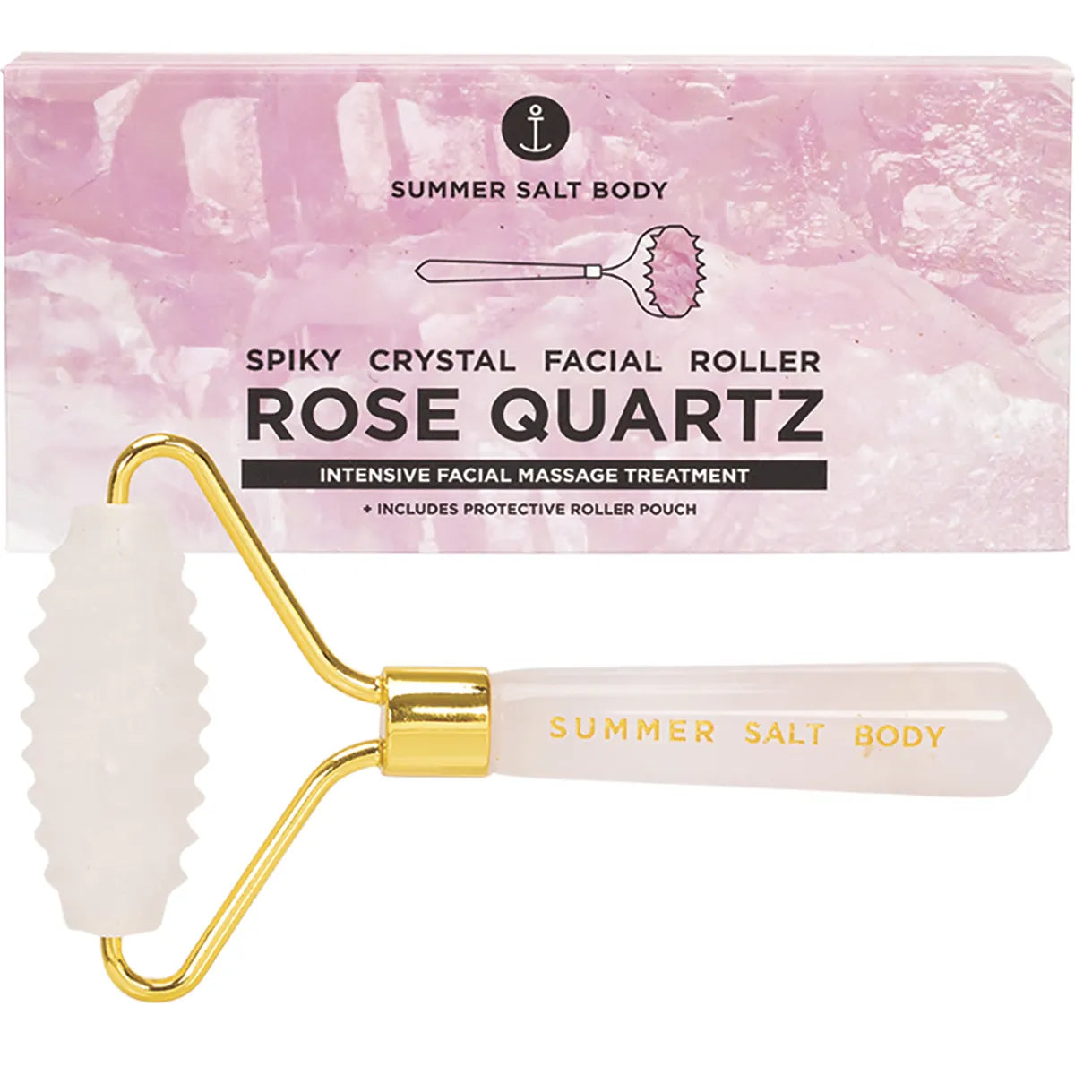 Summer Salt Spiky Crystal Facial Roller Rose Quartz