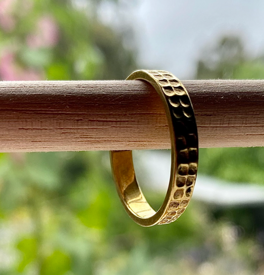 Loom Designs Hammered Brass Bullet Ring