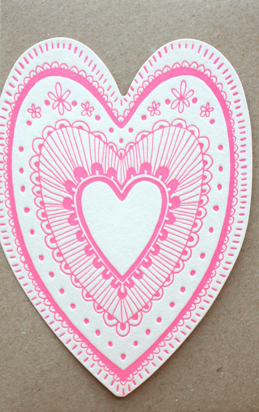 The Little Press Fluoro Pink Heart Greeting Card