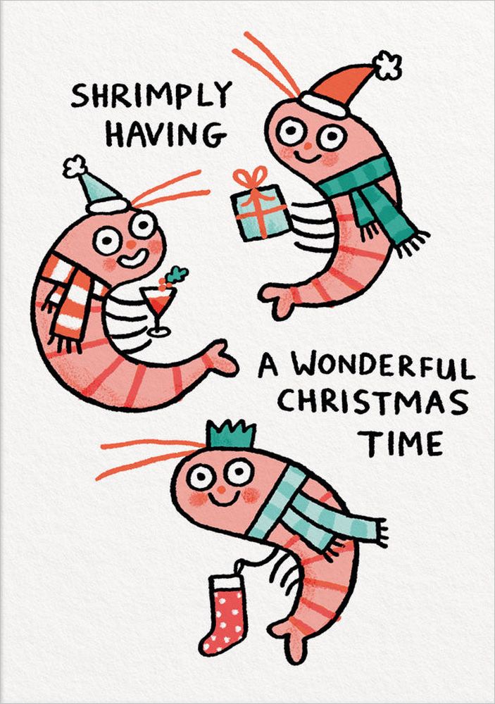Shrimply Having A Wonderful Christmas Greeting Card