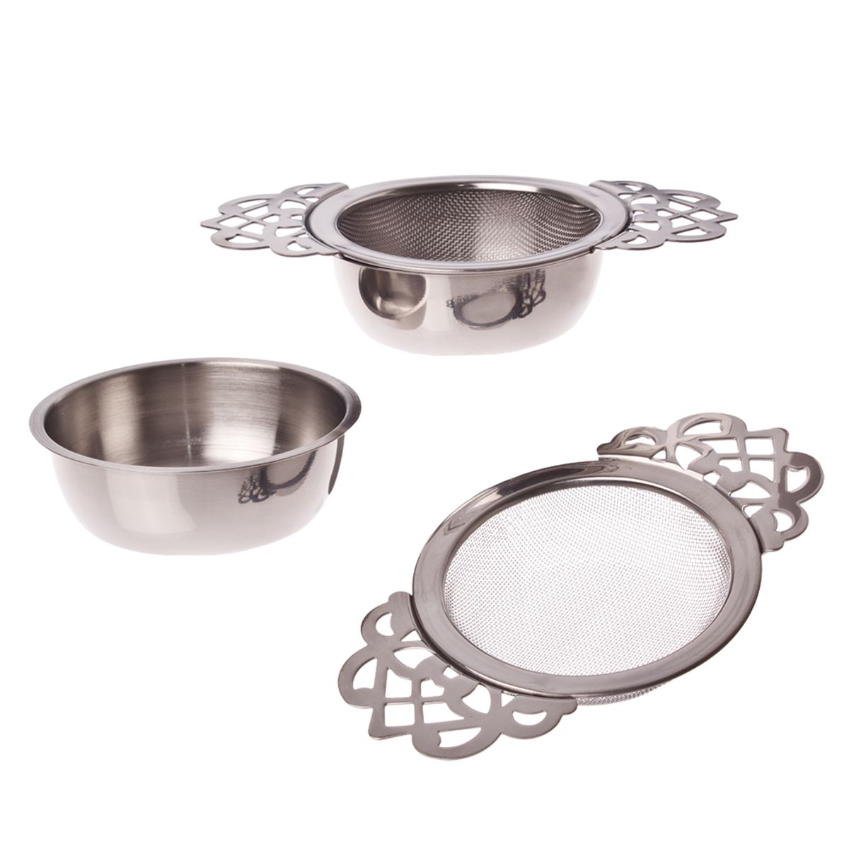 Tea Straining Examples Teaology Stainless Steel Vintage Style Tea Strainer Set – The Green Store